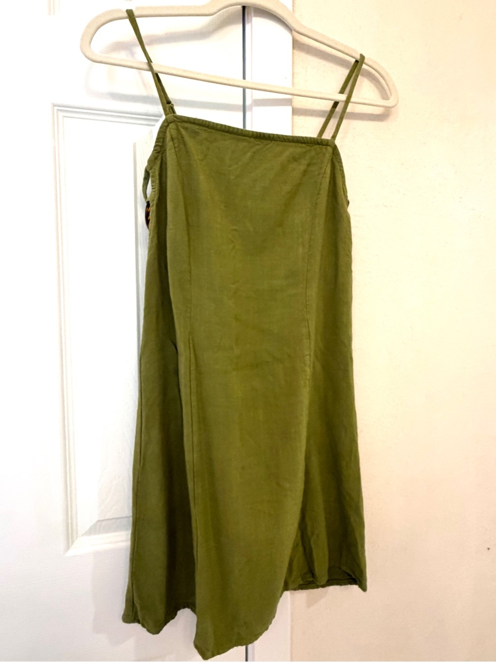 Olive Green Spaghetti Strap A-Line Skirt